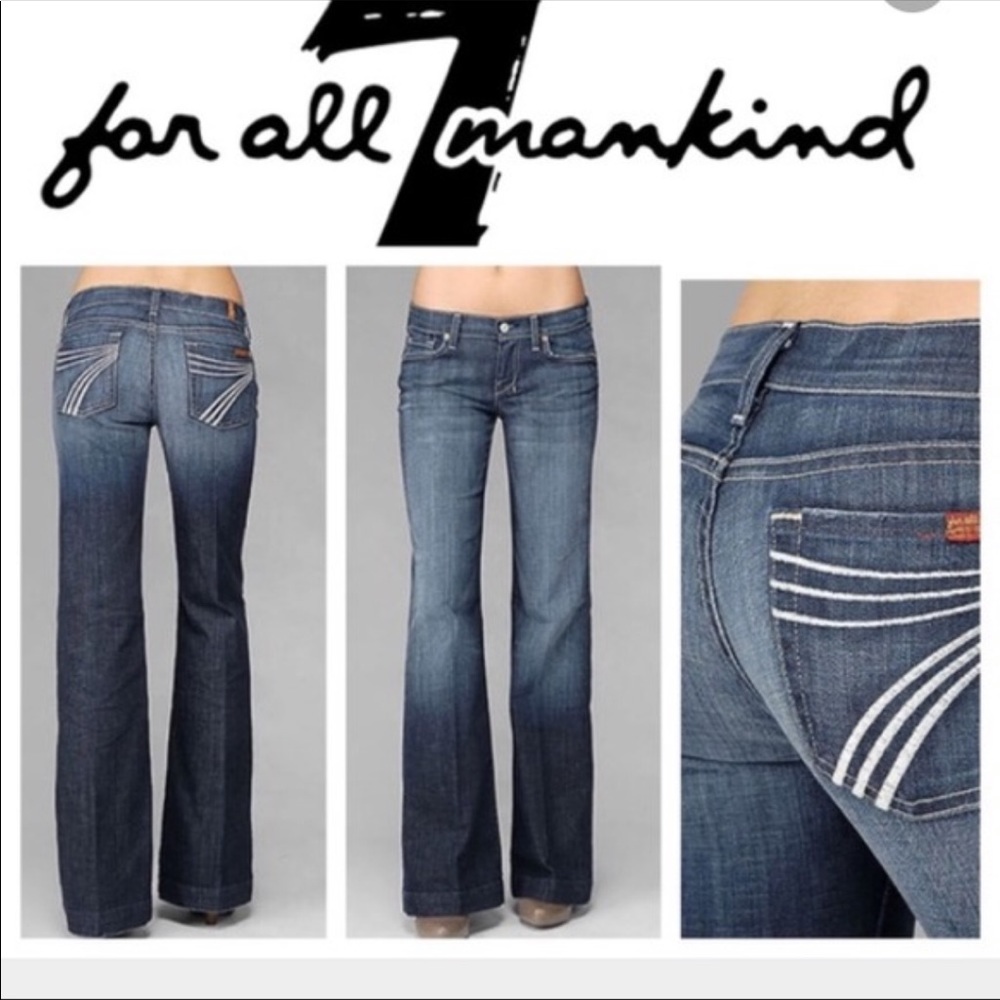 7 For All Mankind Blue Flare & Wide Leg Jeans